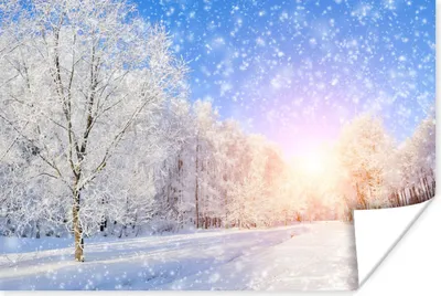 Produktbild von MuchoWow® Poster Schnee - Sonne - Winter 30x20 cm - Plakate - Print