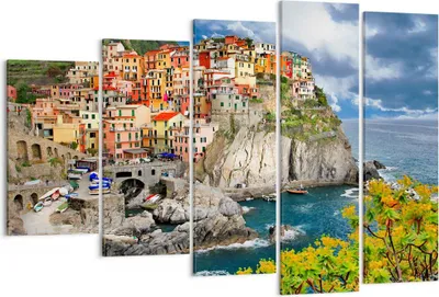 Produktbild von Bild auf Leinwand - Leinwandbild - Italien küste felsen landschaft - 150x100cm - Wand Bild - Wanddeko - Leinwanddruck - Bilder - Kunstdruck - Leinwand bilder - Wandkunst - EG150x100-2710