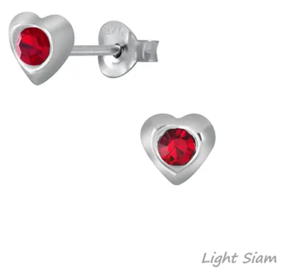 Produktbild von Kinderohrstecker: Mädchen Ohrringe Silber 925 „Kristall Herz“ Light Siam