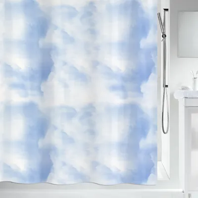 Produktbild von Spirella Anti-Schimmel Duschvorhang - Anti-Bakteriell, waschbar, wasserdicht, Polyester, „Wolken“ 180x200cm Blau
