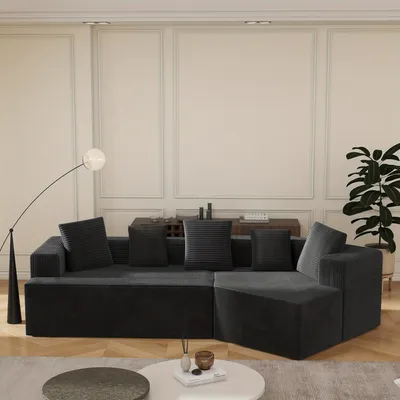 Immagine prodotto di Divano angolare modulare - Divano componibile - Divano a forma di L - Divano letto - Divano modulare - Tessuto in chenille