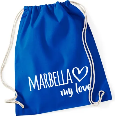 Produktbild von Huuraa Turnbeutel Marbella my love 12 Liter Bright Royal Baumwolle Rucksack Geschenkidee