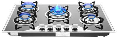 Immagine prodotto di Piano cottura a gas da incasso - 5 fuochi - Per gas naturale e GPL (GPL/propano) - Per uso domestico - Acciaio inossidabile