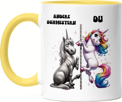 Produktbild von Andere Schwestern Du Einhorn Tasse Gelb Schwester Lustig Familie Geschenk