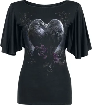 Produktbild von Spiral T-Shirt Damen Raven Heart schwarz 4XL