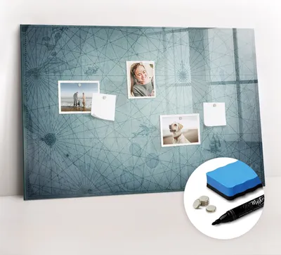 Produktbild von Magnetpinnwand Memoboard - Zubehörsatz - Schwarzer Marker + Schwamm + Magnete - 90 x 60 cm - Vintage-Karte