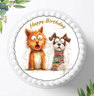 Produktbild von Für die Geburtstags Torte ein Tortenaufleger, Zuckerbild mit dem Motiv: Fellnasen, Essbares Foto für Torten, Fondant, Ø 20cm, 2397z
