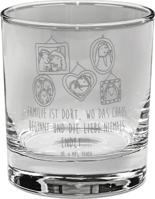 Produktbild von Mr. & Mrs. Panda Whiskyglas Igel Familie - Transparent - Geschenk, Liebe, Gravur, Tumbler, Glas, Bruder, Bilder, Opa, eiswürfelglas, Whisky
