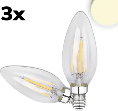 Produktbild von ISOLED E14 LED Kerze, 4W, klar, warmweiß, 3er Pack