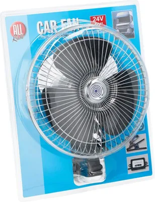 Produktbild von All Ride Mini Ventilator 24V Clip Ventilator für Auto und LKW - Mit Clip und 2 m langem Stromkabel - Zigarettenanzünder für Auto - Auto-Gadget und LKW-Zubehör - Schwarz/Silber
