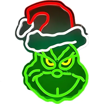Obrázek produktu pro INF LED Neon Grinch Znamení 37,5x27,5cm - USB Dekorativní Světlo pro Domov, Kancelář