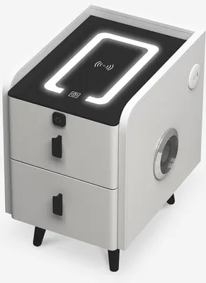 Produktbild von Weißer Nachttisch mit LED-Licht und kabelloser Ladefunktion Tainy