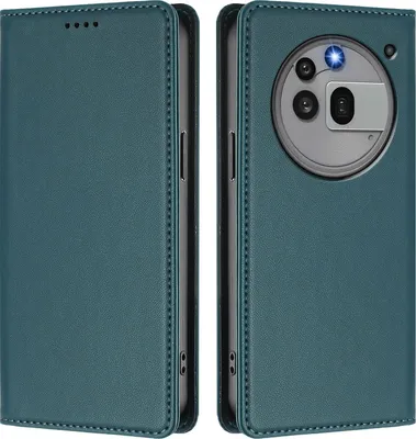 Produktbild von Handyhülle für Nothing Phone 3A Pro, Kunstleder Klapphülle Stoßfeste Magnetische Hülle mit Ständer Grün