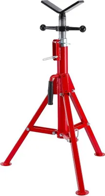 Immagine prodotto di Supporto per tubi con testa a V - Supporto per tubi - Capacità di carico 1134 kg - Acciaio al carbonio pesante - Gambe pieghevoli - Portatile - Rosso