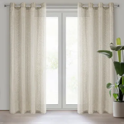 Productafbeelding van Eurofirany 45591, doorschijnend, beige, effen, polyester, met lus, 120 g/m²