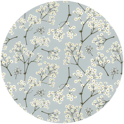 Produktbild von Sticker Kreis zarte BLUMEN Pflanzen Retro-Stil Natur Wanddekoration Aufkleber Wohnzimmer Schlafzimmer Mädchenzimmer 100 cm x 100 cm