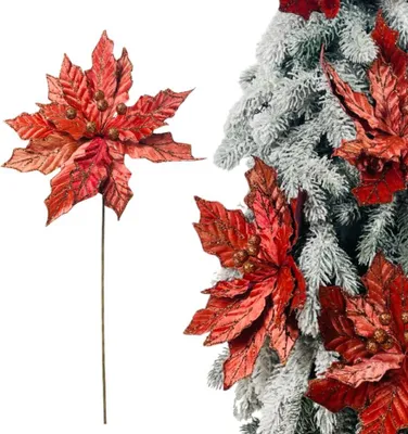Obrázok produktu pre Poinsettia bordová na stonke - kvety vianočného stromčeka 69 cm