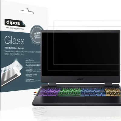 Produktbild von 2x Schutzfolie für Acer Nitro 5 AN515-58 matt - Anti-Shock 9H Folie dipos Glass Kunststoffglas