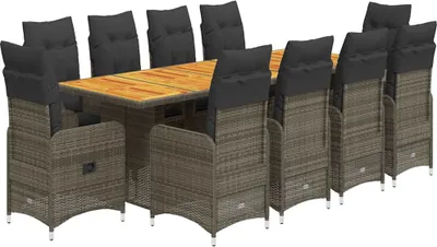 Obrázek produktu pro vidaXL 11dílná zahradní bistro souprava s polštáři šedý polyratan