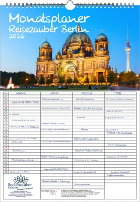 Produktbild von Reisezauber Berlin Planer Familienplaner 4 Spaltenplaner DIN A3 Kalender für 2026 Deutschland Hauptstadt - Seelenzauber
