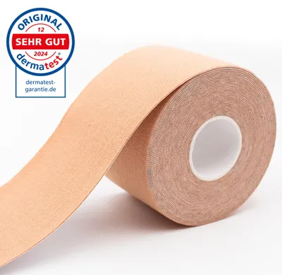 Imagen del producto de axion® Cinta kinesiológica 5 cm x 5 m - Cinta impermeable en color beige, cinta fisioterapéutica, cinta kinesiológica