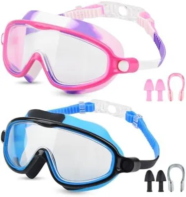 Produktbild von Moseem Schwimmbrille Kinder, 2 Stück Schwimmbrille 3-15 Jahre UV-Schutz,Anti-Nebel Kein Auslaufen Verstellbare Silikon-Schwimmbrille für Kinder