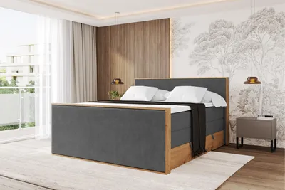 Produktbild von ALTDECOR BOXSPRINGBETT mit 2xBettkasten und Lattenrost, Topper, Boxbett, Polsterbett mit Bettkasten mit Stauraum und Kopfteil mit Matratze H3/H4 - LOLLI9-Z-KING 200x200 Dunkelgrau