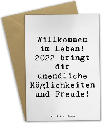 Produktbild von Mr. & Mrs. Panda babykarte Spruch 2022 Geburtstag Freude - Weiß - Geschenk, Geburtstagsfreude, handgefertigte Geschenke, kommunionskarte, weihnachtskarten, osterkarte