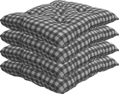 Produktbild von Stuhlkissen 38x38 cm ComfySeat - Sitzkissen mit 6 cm Comfort Sitzpolster - Indoor & Outdoor, Farbe:Karo-Grau, Set:4er Set