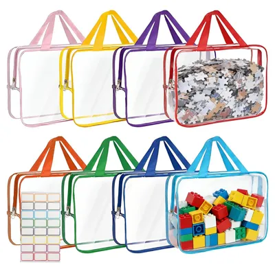 Imagen del producto de Juego de 8 bolsas transparentes para guardar juguetes, con asas