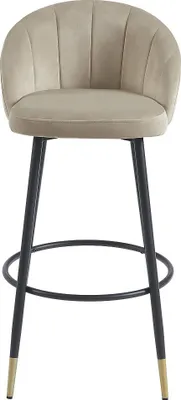 Produktbild von Set aus 2 Barhockern aus Velours und Metall - Beige - ELIRAM