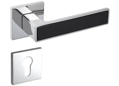 Produktbild von Gavroche Türgriffe Set Profilzylinder Türklinken für Innentüren in Silber Chrom und Schwarz Drückergarnitur für Zimmertür mit eckiger Rosettengarnitur