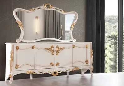 Produktbild von Anrichte mit Spiegel Garnitur Ess Barock Kommoden Holz Kommode Holz Schrank Neu