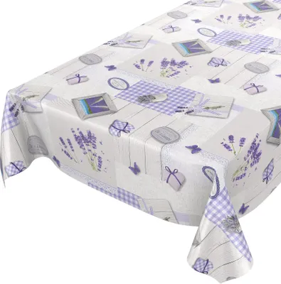 Produktbild von Tischdecke Wachstuch Retro Grau Robust Wasserabweisend Breite 140 cm Länge 220 cm