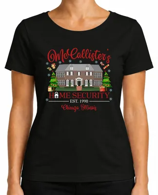 Imagen del producto de McCallister's Home Security Chicago Illinois - Camiseta para mujer, diseño de Navidad, color negro, talla S