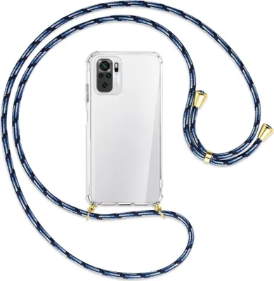 Produktbild von Handykette Backcover-Schutzhülle mit Band (Metall goldfarben) für Xiaomi Redmi Note 10 4G - Blautöne