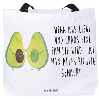 Produktbild von Mr. & Mrs. Panda Reisetasche Avocado Pärchen - Weiß - Geschenk, Liebe, Hochzeit, Strandtasche, Einkaufstasche, Schwangerschaft, Avocados, Tote Bag, Tasche, Unitasche