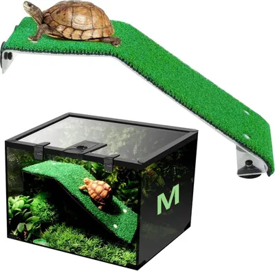 Produktbild von Schildkröte Basking Plattform Simulation Rasen Plattform Reptilien Rampe Schildkröte Leiter Kletterleiter Schildkröte Sonnenbad Aalen Plattform für Aquarium Dekoration