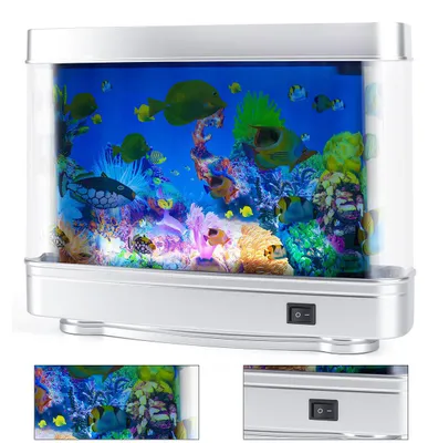 Produktbild von LED Aquarium Lampe mit schwimmenden Fischen, Nachtlicht & beruhigendes sensorisches Licht, für Kinder, Erwachsene & Wohnraum, steckbar & pflegefrei