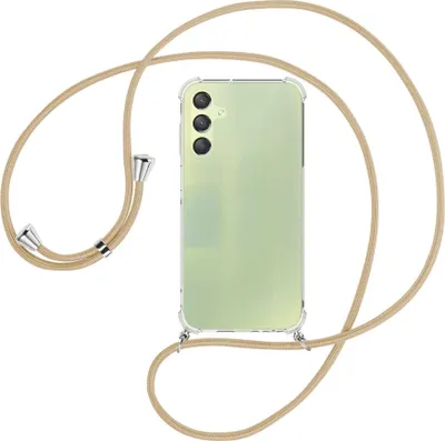 Produktbild von Handykette Backcover-Schutzhülle mit Band (Metall silberfarben) für Samsung Galaxy A15  - caramel