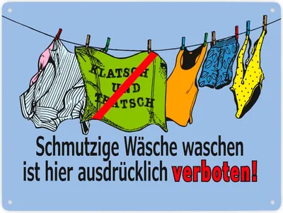 Produktbild von Klatsch und Tratsch Metallschild XXL in 28x38 cm mit Spruch: Schmutzige Wäsche