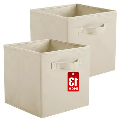 Produktbild von Faltbare Aufbewahrungsboxen aus Stoff, 2 Stück, Würfelform, 33 x 33 x 33 cm, Beige