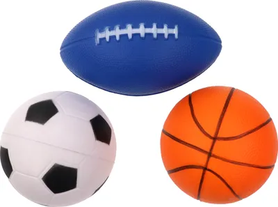 Produktbild von 3er Set Softball Basketball Fußball Rugby Spielball aus Schaumstoff, Kinder Babyball Stressabbau Ø ca.10cm