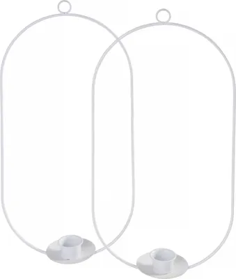 Produktbild von VBS Metallring Moora Oval für Stabkerze 2er Set 15x30 cm Dekoring Kerzenhalter Weiß