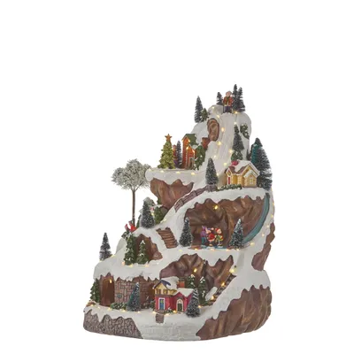 Zdjęcie produktu dla LuVille Świąteczna wioska – miniaturowy stok narciarski – dł. 33 x szer. 31 x wys. 46 cm