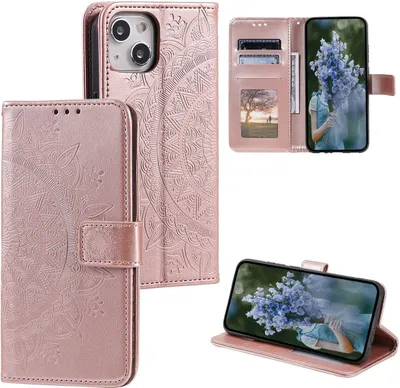Produktbild von König Design Hülle kompatibel mit Apple iPhone 15 Plus Kunstleder Handyhülle - Handy Case Gold
