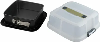 Immagine prodotto di Zenker Bake, Click & Go Teglia quadrata con coperchio 24 x 24 x 8 cm Teglia con coperchio coordinato per il trasporto diretto Teglia per dolci da cuocere e trasportare