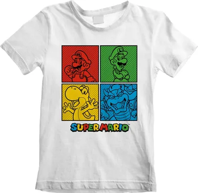 Produktbild von Super Mario Kinder T-Shirt 5-6 Jahre Squares Weiß