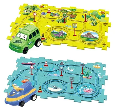 Immagine prodotto di Pista per macchinine da corsa fai-da-te per bambini, con design creativi