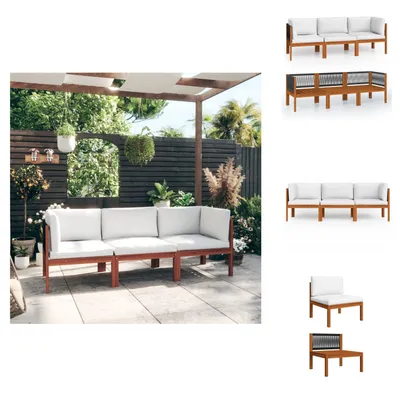 Image de vidaXL Canapé de jardin 3 places avec coussins en bois massif d'acacia - Ensemble de meubles de jardin